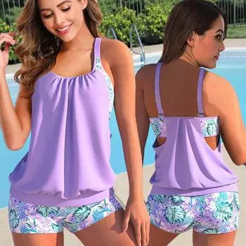 2 шт./компл. стильный пляжный комплект бикини с U-образным вырезом для плавания, дышащий быстросохнущий пляжный топ, шорты, комплект одежды для водного спорта 2XL красный