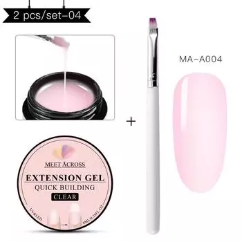 2 шт./компл., строительный гель для ногтей, прозрачный цвет, стекловолокно, быстрое наращивание, удлинение, акрил