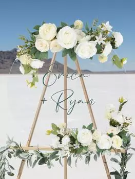 2 шт./компл. свадебные цветы, знак приветствия, цветы, искусственные розы, комбинированный шелковый пион для свадебных украшений, свадебный душ, центральные украшения белый