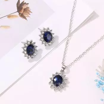 2 шт./компл. свадебные серьги, ожерелье, тонкая работа, яркий цвет, модный синий кубический цирконий, свадебные серьги, комплект ожерелья синий