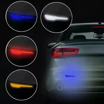 2 шт./компл. светоотражающая наклейка на задний бампер автомобиля, светоотражающая предупреждающая лента безопасности, светоотражающая декоративная полоса для бампера автомобиля красный