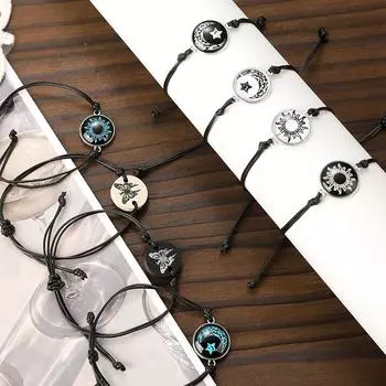 2 шт./компл. светящийся браслет для пары «солнце и луна» для женщин и мужчин, любовная веревка, подвеска, дружба, девушка, вечеринка, ювелирные изделия, подарок