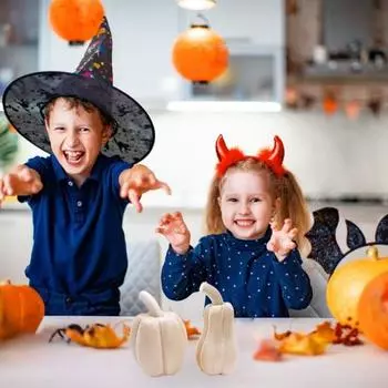 2 шт./компл., украшение из тыквы для Хэллоуина, деревенское украшение из тыквы ручной работы, неокрашенные деревянные фигурки, поделки своими руками