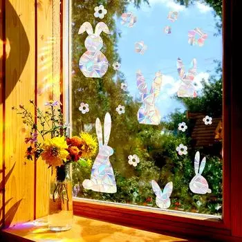 2 шт./компл. украшения кролик Ловец Солнца наклейки на окна Радуга ПВХ звезды Луна дома дети
