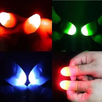 2 шт./компл. Волшебные светящиеся игрушки для больших пальцев для взрослых, реквизит для фокусов, синие светодиодные мигающие пальцы, игрушки для вечеринки на Хэллоуин для детей Red