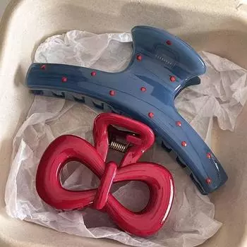 2 шт./компл. винтажная синяя заколка для волос в горошек с красным бантом в виде акулы, заколка-заколка, корейский аксессуар для волос, головной убор для женщин 2pcs