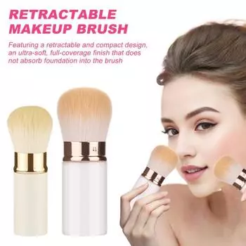 2 шт./компл., выдвижная кисточка для макияжа, портативная многофункциональная дорожная основа Кабуки, тональный крем для контура, рассыпчатая пудра, тени для век, румяна, солнцезащитный крем, косметическая кисточка розовый