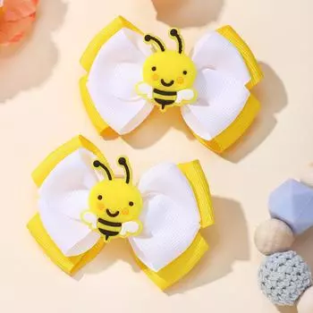2 шт./компл. Заколки-банты для волос в виде пчел, двухслойные банты из однотонной ленты, заколки для волос для детей, девочек, уникальные заколки, аксессуары для волос, головные уборы