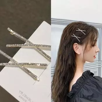 2 шт./компл. заколки для волос со стразами и крестом, модные аксессуары для волос для девочек, заколки, простые боковые зажимы, свадебные головные уборы 5.8*3.1cm
