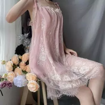 2 шт./компл., женская ночная рубашка, трусики, комплект на шнуровке, двухслойная гофрированная свободная ночная рубашка без рукавов с цветочной вышивкой и открытой спиной белый