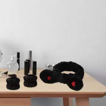 2 шт./компл., женская повязка на голову для спа, набор браслетов, декор с бантом, фланелевая повязка для мытья лица, повязка для волос для душа, водонепроницаемый набор браслетов серый