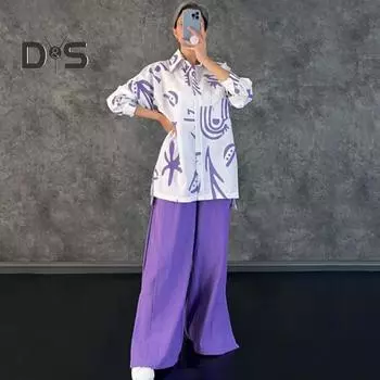 2 шт./компл., женская рубашка и брюки, комплект с длинными рукавами, воротник с лацканами и нагрудным карманом, однобортная блузка, эластичная талия, брюки с разрезом по бокам, повседневный комплект XL зелёный