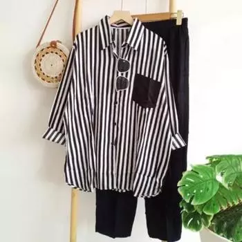 2 шт./компл., женская рубашка и брюки, комплект соответствия цветов, полосатый нагрудный карман с принтом, однобортная блузка с длинными рукавами и лацканами, свободные брюки с эластичной резинкой на талии 2XL розы красного