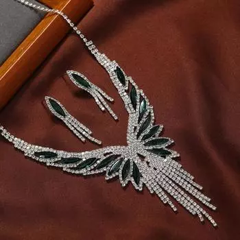 2 шт./компл., женские элегантные серьги-колье, регулируемые блестящие стразы, колье-колье с кубическим цирконием, комплект серег с кисточками