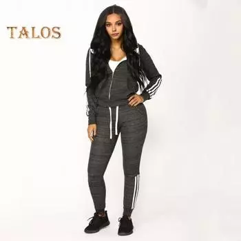 2 шт./компл., женские брюки с капюшоном, костюм с капюшоном и длинными рукавами, однотонное пальто на молнии, эластичные брюки с высокой талией и щиколотками, спортивный осенне-зимний спортивный костюм XL чёрный