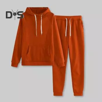 2 шт./компл., женские брюки с капюшоном, комплект с длинным рукавом, толстые накладные карманы, с капюшоном, на шнурке, с эластичной резинкой на талии, одноцветные верхние брюки с ремешками на щиколотке, женские весенние брюки M светло-серый