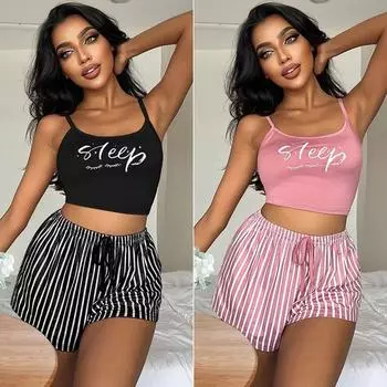 2 шт./компл. женские подтяжки с буквенным принтом, открытая спина, чистое желание, полоса, черные, на шнурке, эротические шорты, открытая талия, домашняя одежда M чёрный