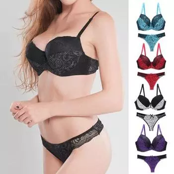 2 шт./компл. женский комплект с бюстгальтером и трусиками, кружевной декор с бантом, регулируемый ремешок, соответствующий цвету, без косточек, пуш-ап, с застежкой сзади, трусы с низкой талией, комплект женского нижнего белья M красный