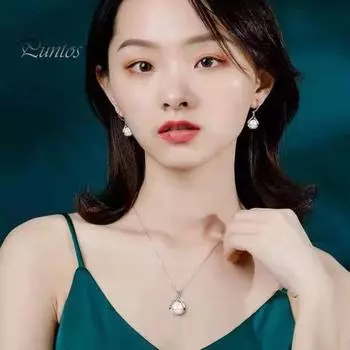 2 шт./компл. Женский комплект ювелирных изделий, серьги-крючки из искусственного жемчуга, регулируемое ожерелье, блестящие стразы, ювелирные изделия для свадебной вечеринки 1 Set