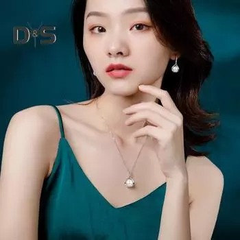 2 шт./компл. Женский комплект ювелирных изделий, серьги-крючки из искусственного жемчуга, регулируемое ожерелье, блестящие стразы, ювелирные изделия для свадебной вечеринки 1 Set