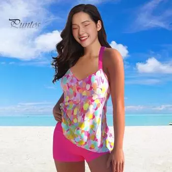 2 шт./компл., женский сексуальный комплект танкини, ретро-принт, топы на бретелях с v-образным вырезом и высокой талией, комплект для плавания, купальный костюм, пляжная одежда XL чёрный