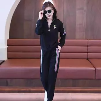 2 шт./компл., женский свободный свитшот с воротником и длинными рукавами, комплект спортивной одежды с подставкой по цвету, эластичный пояс с ремешками на щиколотке M белый