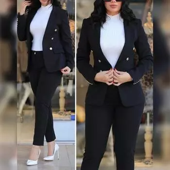 2 шт./компл., женское пальто, брючный костюм, двубортный кадиган с длинным рукавом, куртка с лацканами, высокая талия, пуговицы, застежка-молния, облегающие брюки Lady OL Commute XL вино красного