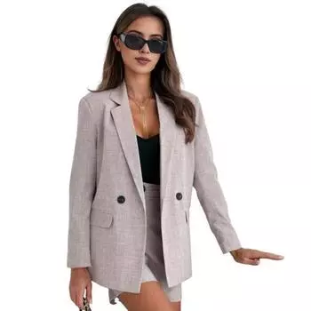 2 шт./компл., женское пальто, комплект с шортами, OL, формальный стиль, отложной воротник, куртка с длинными рукавами, высокая талия, однотонные брюки, комплект, женский деловой наряд S