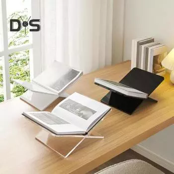 2 шт./комплект акриловая подставка для книг держатель X-образный дизайн прозрачный стиль утолщенная полка для чтения книжная витрина для книг S чёрный