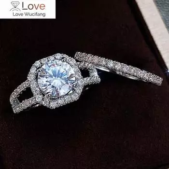 2 шт./комплект эстетические обручальные кольца женские блестящие кристаллы CZ шикарные свадебные аксессуары нежные женские ювелирные изделия подарок 6