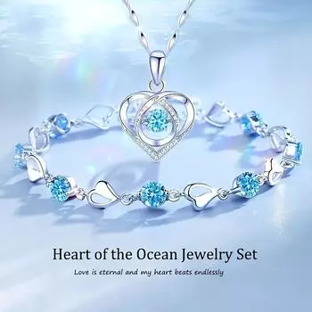 2 шт./комплект браслет ожерелье в форме сердца океана комплект ювелирных изделий 45cm