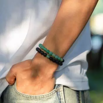 2 шт./комплект браслеты из натуральных камней с бусинами для мужчин и женщин, браслеты с подвесками в стиле хип-хоп и браслеты для мужчин, ювелирные изделия, подарок, Pulsera Hombre