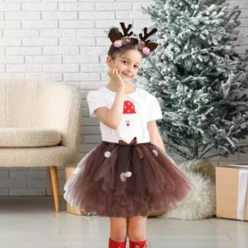 2 шт./комплект детская юбка повязка на голову декор многослойная сетка разбросанный подол юбка торт M розовый