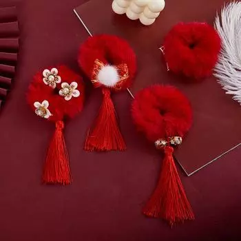 2 шт./комплект детские милые китайские новогодние резинки для волос для девочек милые мягкие резинки для волос детские аксессуары для волос B