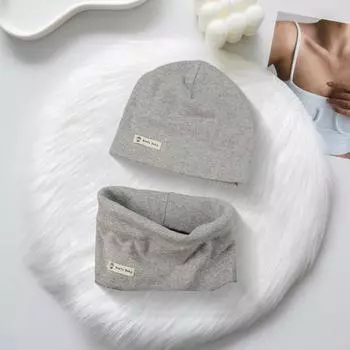 2 шт./комплект детский шапка шарф комплект эластичный нескользящий сохраняющий тепло шапка-бини шейный платок L красный