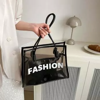 2 шт./комплект из искусственной кожи, прозрачная желейная сумка, большая емкость, ПВХ-композитные сумки для покупок белый