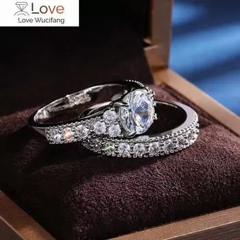 2 шт./комплект изысканные кольца из кристаллов циркония для женщин серебряного цвета модные обручальные кольца ювелирные изделия для пары 6