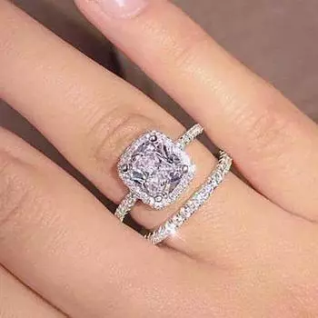 2 шт./комплект изысканных обручальных колец для женщин, ослепительные хрустальные украшения, свадебные аксессуары с модным дизайном 6