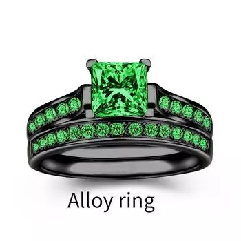 2 шт./комплект классических великолепных мужских помолвочных украшений 8 мм в ширину, с черным зеленым нашивкой в виде дракона, изысканный женский комплект колец с зеленым цирконом квадратной огранки Male-8