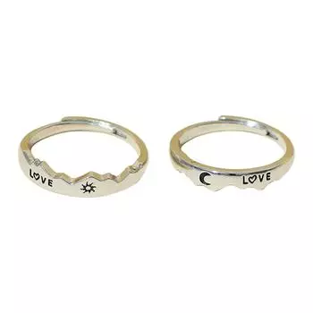 2 шт., комплект колец для влюбленных Солнца и Луны, обручальное кольцо на палец, модное ювелирное изделие, подарок, регулируемое кольцо с неровными краями