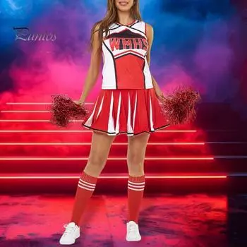 2 шт./комплект костюм для выступления чирлидера без рукавов топ юбка комплект школьный хоровой костюм для девочек черлидинг костюм университетской чирлидерши маскарадный костюм S синий
