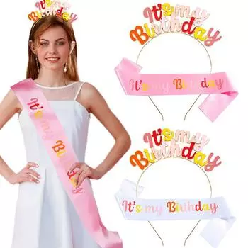 2 шт./комплект, красочный этикет, наплечный костюм с ремешком, корона для именинницы на День рождения