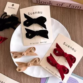 2 шт./комплект, милая элегантная заколка для волос принцессы для девочки, милая бархатная заколка для волос с бантом для детей, BB-зажимы, модные детские головные уборы barrette