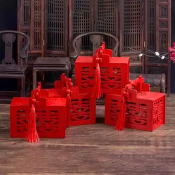 2 шт./комплект модные самодельные деревянные полые коробки для конфет китайский стиль свадебный подарок упаковочная коробка