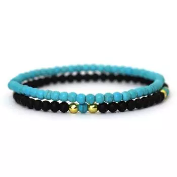 2 шт./комплект модный 4 мм натуральный камень бисерный браслет двухслойный маленький бисер браслет мужчины женщины ювелирные изделия ручной работы аксессуары подарок красный