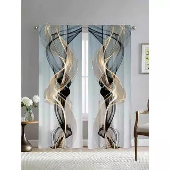 2 шт./комплект, модный стиль, современный абстрактный линейный художественный принт, занавеска, подходит для спальни, офиса, кухни, гостиной, кабинета, домашнего декора W50xH130(CM)x2pcs&Hook