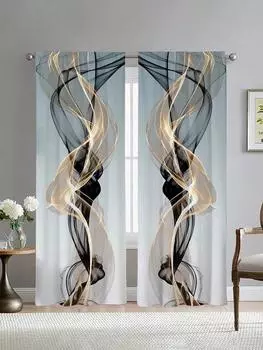 2 шт./комплект, модный стиль, современный абстрактный линейный художественный принт, занавеска, подходит для спальни, офиса, кухни, гостиной, кабинета, домашнего декора W50xH130(CM)x2pcs&Hook