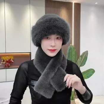 2 шт./комплект, мужская зимняя монгольская шапка, утеплитель для шеи, толстая эластичная однотонная защита для ушей, сохраняющая тепло, повседневная одежда, купольная шапка для катания на лыжах, коньках, головной убор розовый