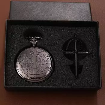 2 шт./комплект, мужские карманные часы, мужские простые черные кварцевые карманные часы и 1 шт. классическая подвеска в виде креста, идеальный выбор для подарка мужчине на день святого Валентина