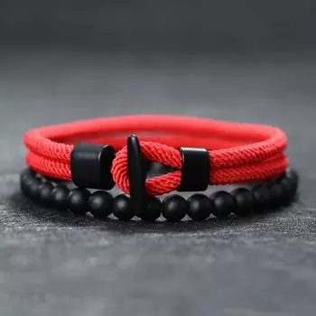 2 шт./компл. натуральный 6 мм оникс камень мужской браслет простой миланский канат бусины модный браслет комплект мужчины женщины пара латунные украшения 19.5cm/7.7inch чёрный